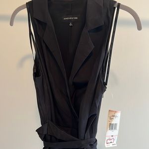 Black with white flower linen dress